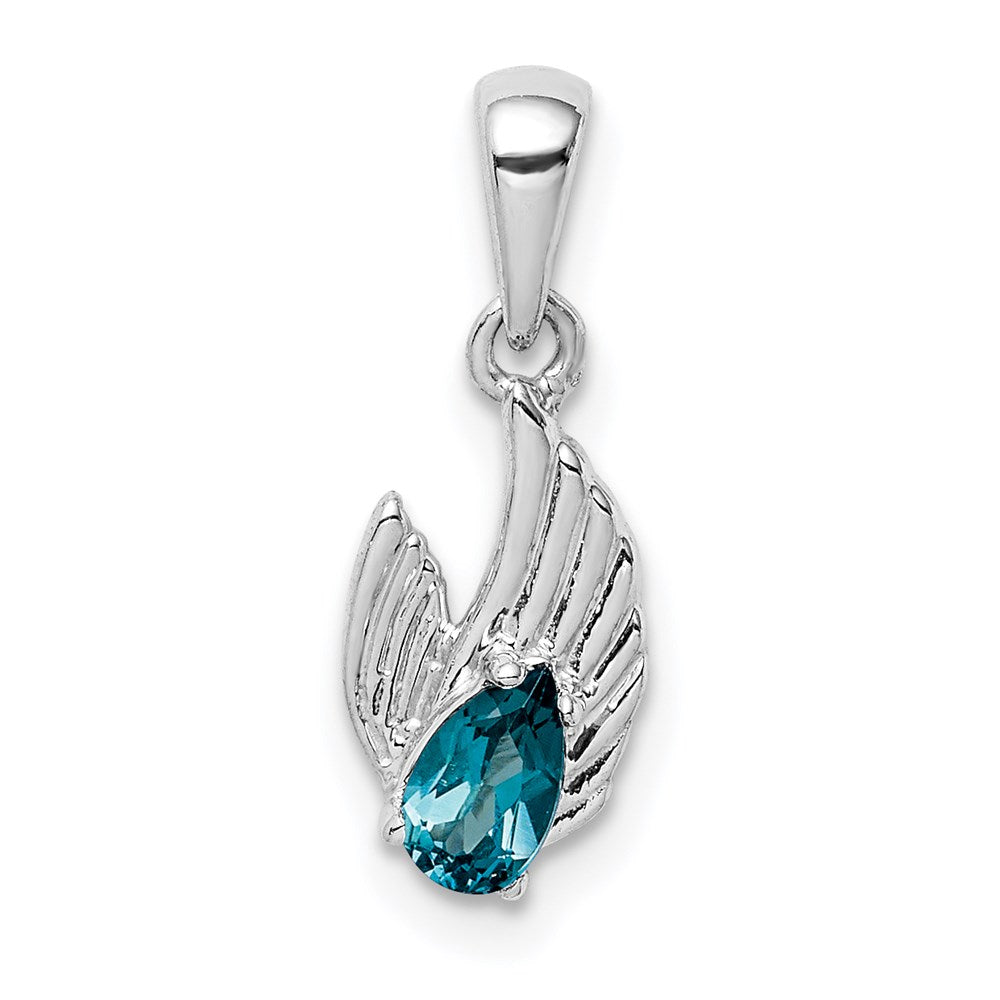 Sterling Silver London Blue Topaz Wing Pendant