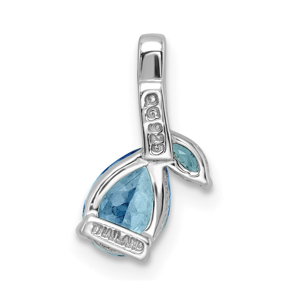 Sterling Silver Rhodium-plated LS Blue Topaz & White Topaz Pendant