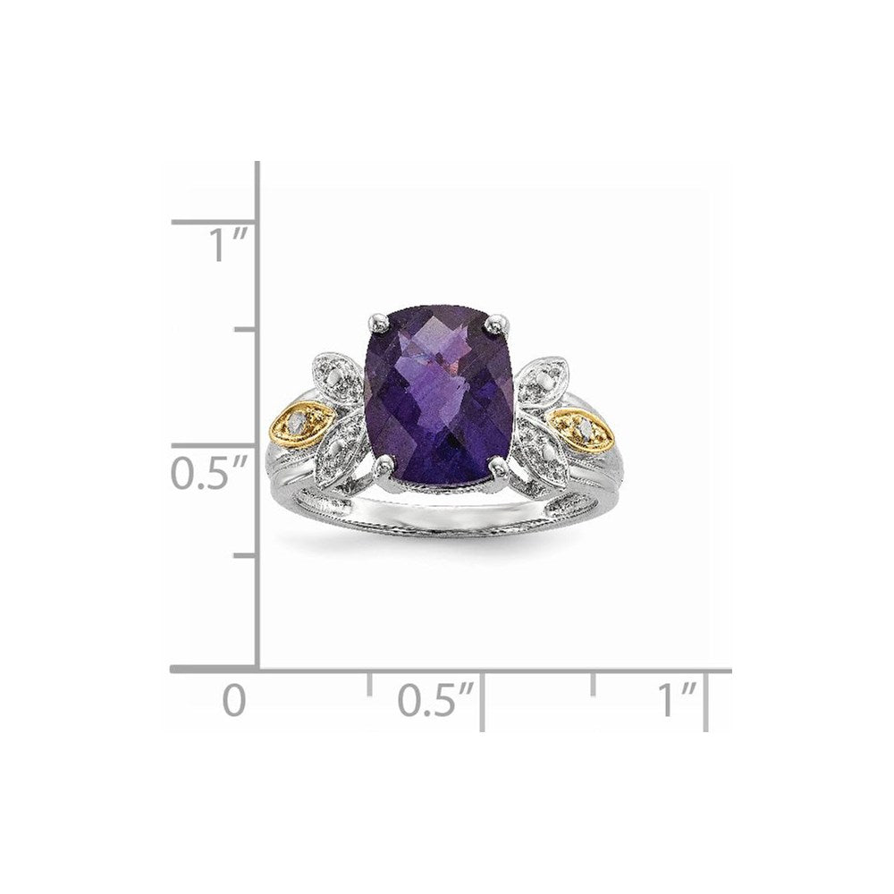 Sterling Silver & 14K Amethyst and Diamond Ring