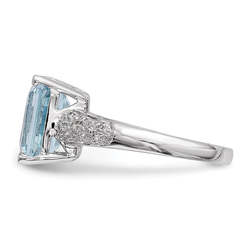 Sterling Silver & 14K Rhodium Plated Sky Blue Topaz and Diamond Ring