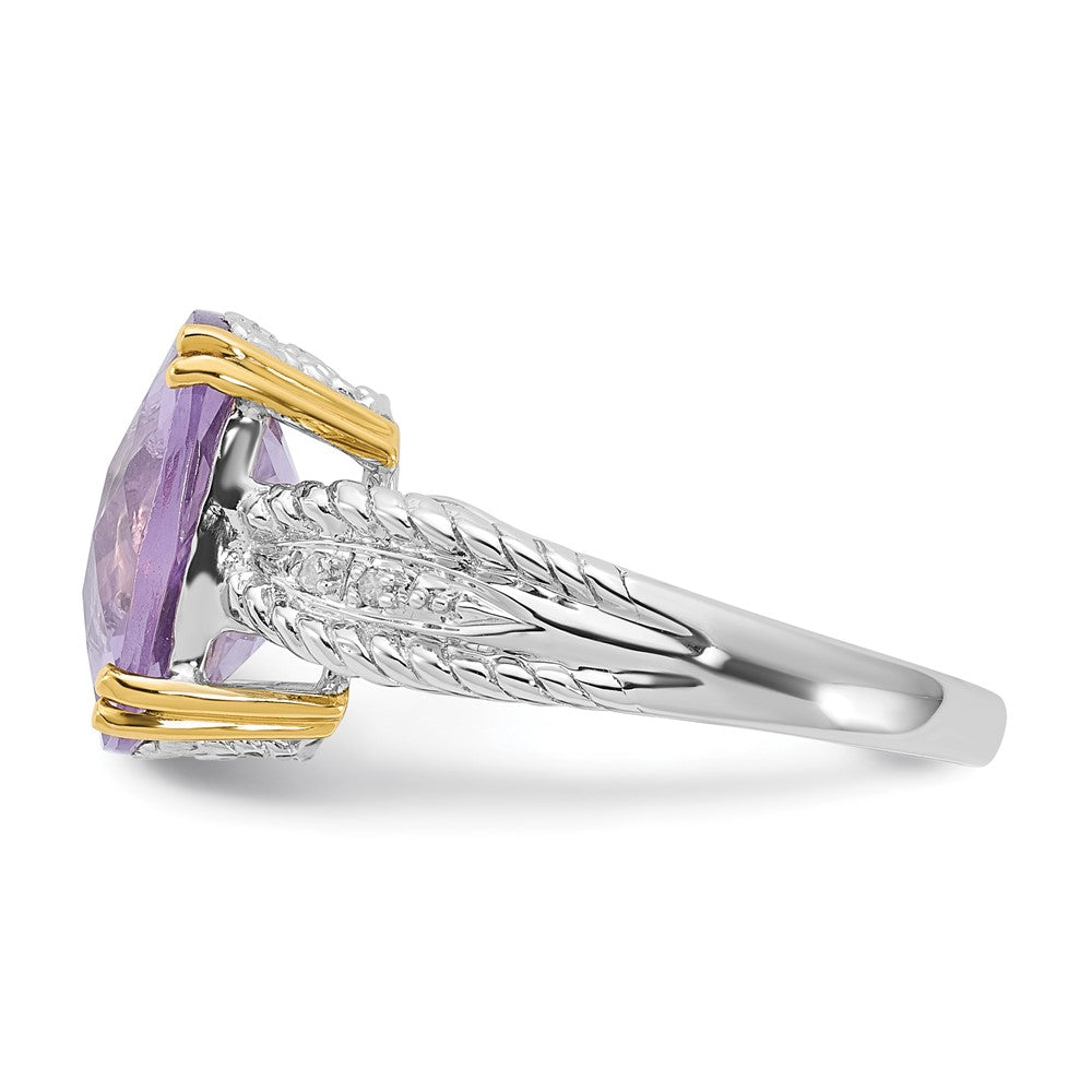 Sterling Silver & 14K Accent Light Amethyst and Diamond Ring