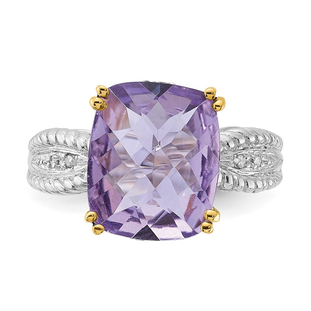 Sterling Silver & 14K Accent Light Amethyst and Diamond Ring