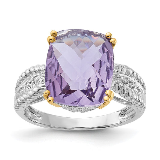 Sterling Silver & 14K Accent Light Amethyst and Diamond Ring