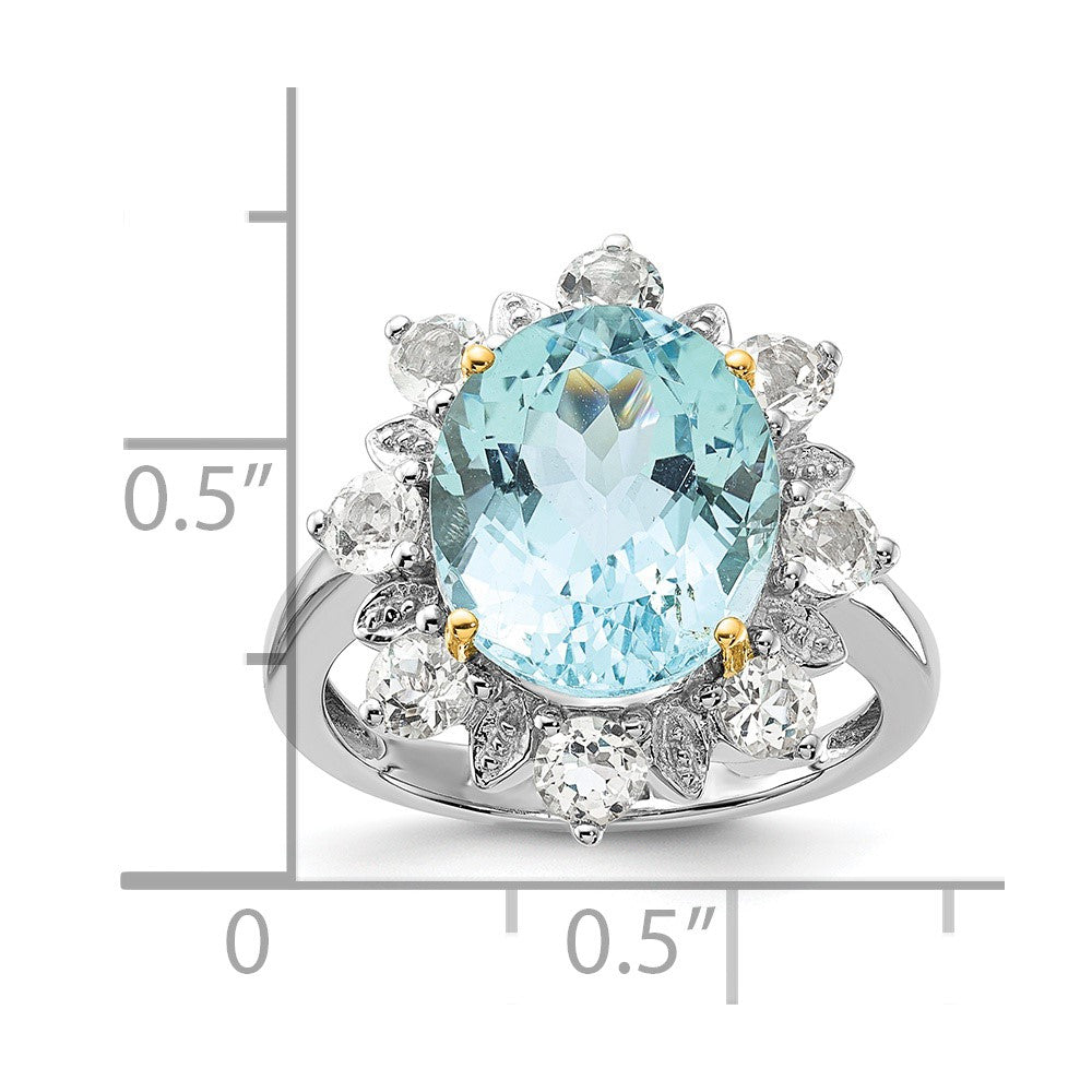 Sterling Silver & 14K Accent Sky Blue & White Topaz Ring