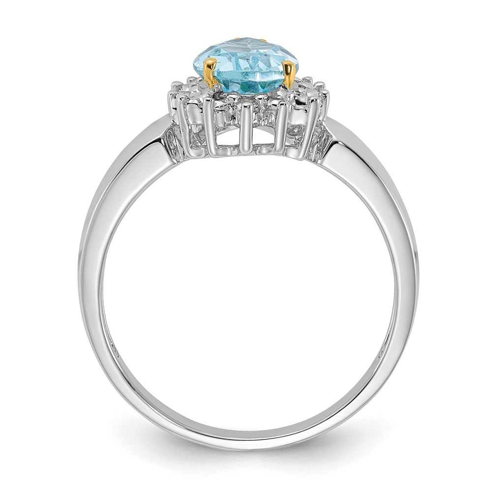 Sterling Silver & 14K Accent Sky Blue Topaz & Diamond Ring