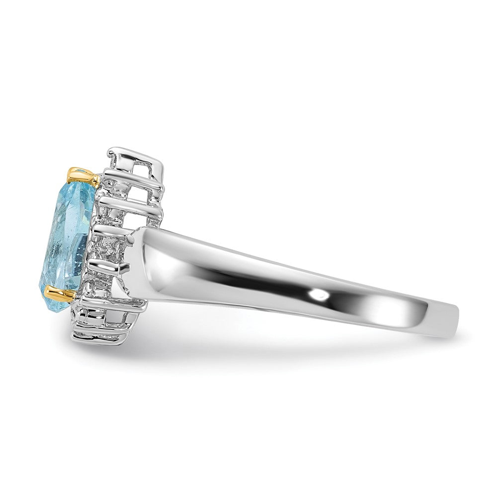 Sterling Silver & 14K Accent Sky Blue Topaz & Diamond Ring