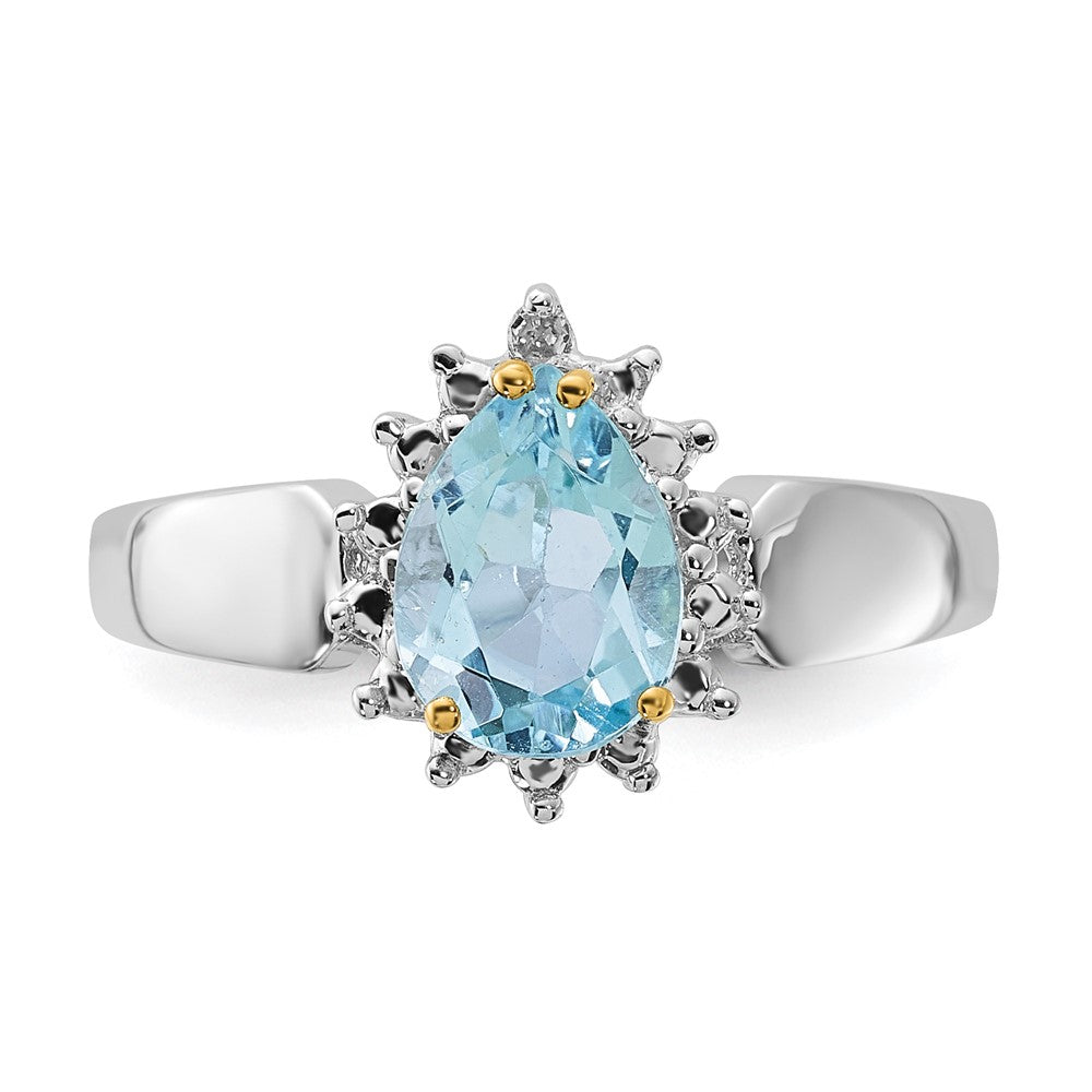 Sterling Silver & 14K Accent Sky Blue Topaz & Diamond Ring