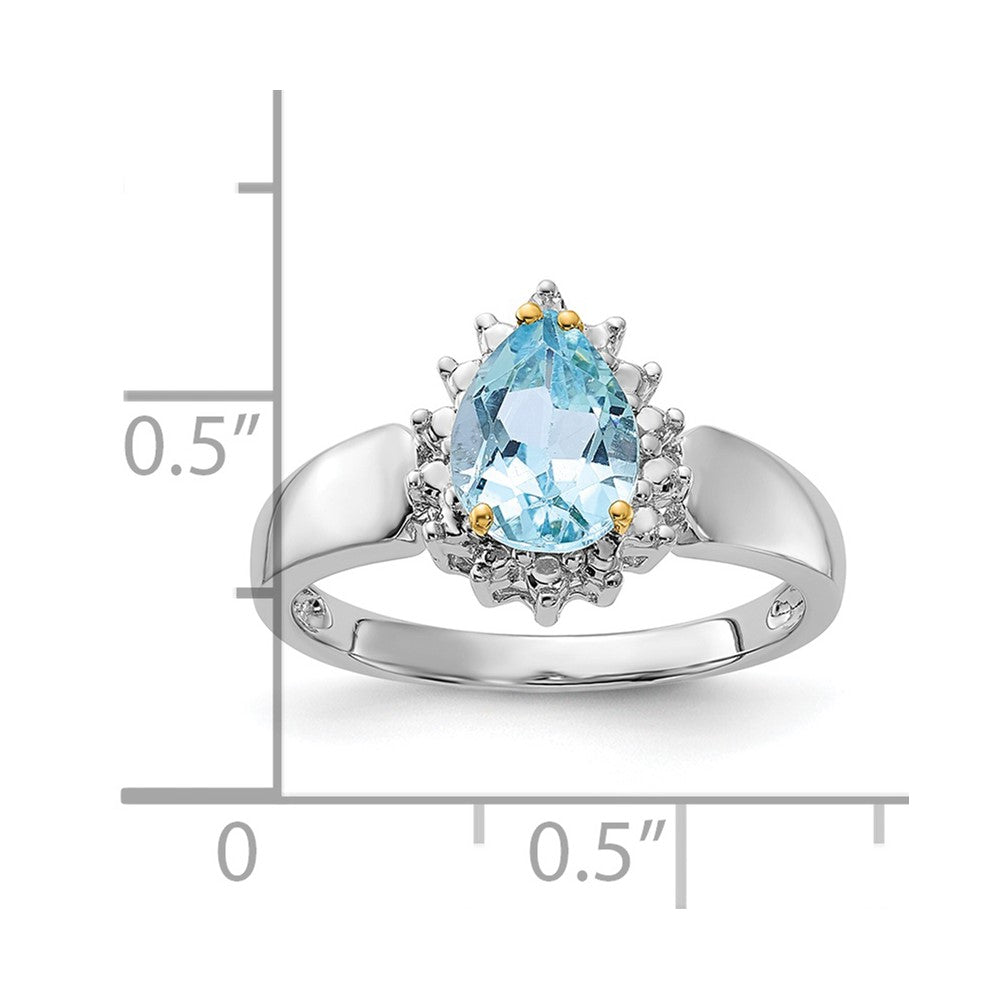 Sterling Silver & 14K Accent Sky Blue Topaz & Diamond Ring