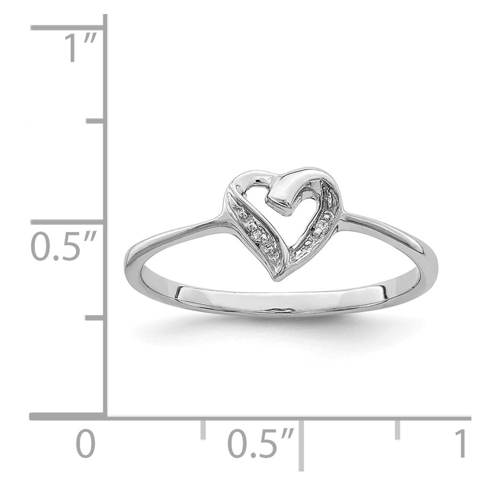 Sterling Silver Rhodium Polished Diamond Accent Heart Ring