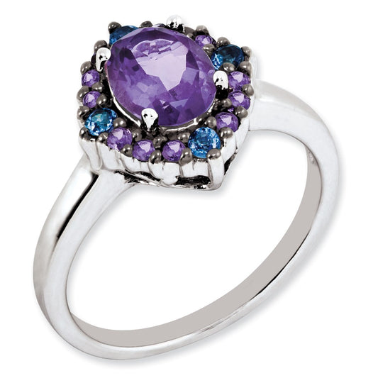 Sterling Silver Amethyst & Tanzanite Ring