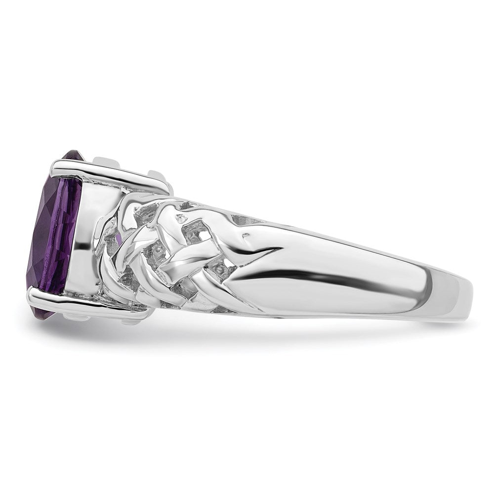 Sterling Silver Rhodium-plated Amethyst Ring