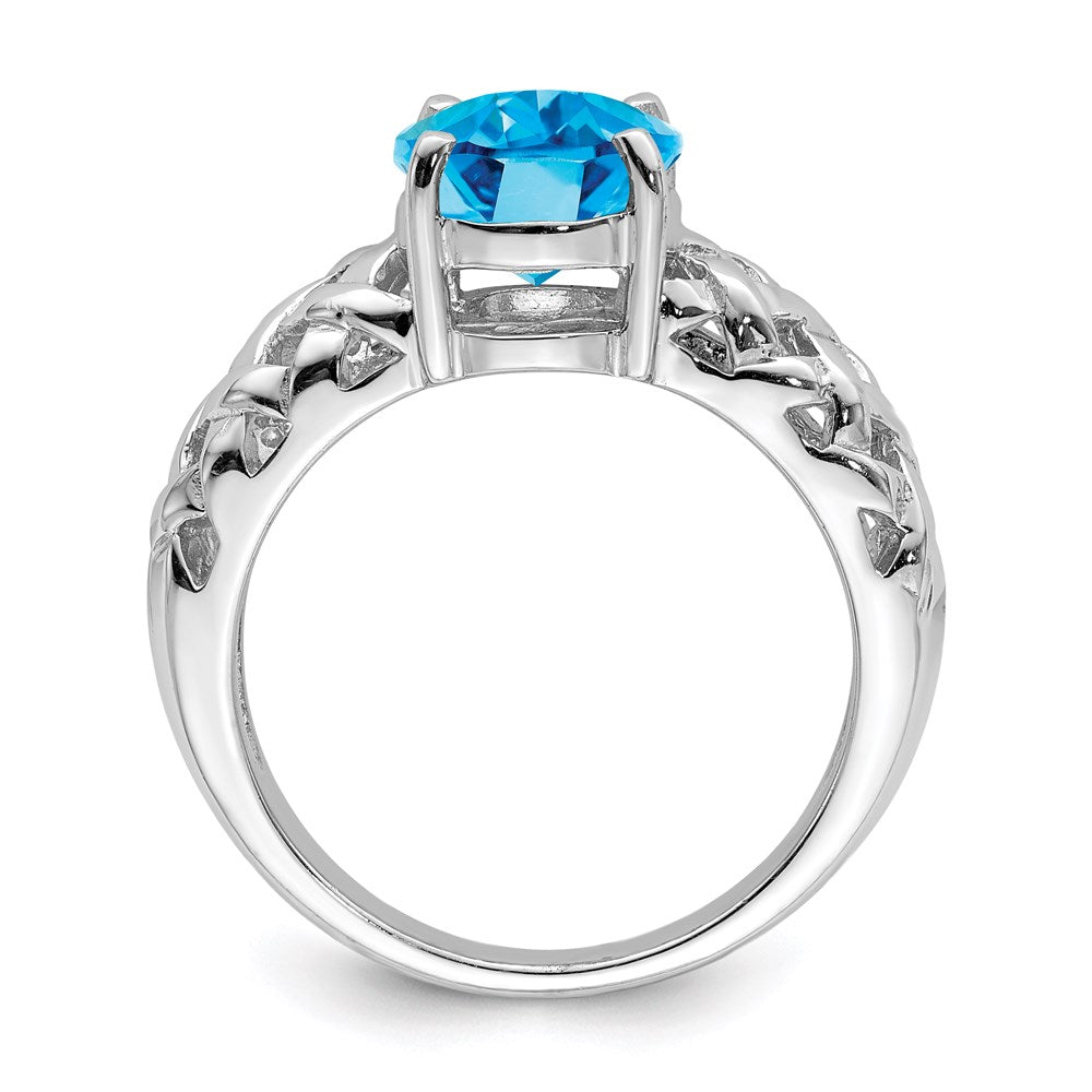 Sterling Silver Rhodium Blue Topaz Ring