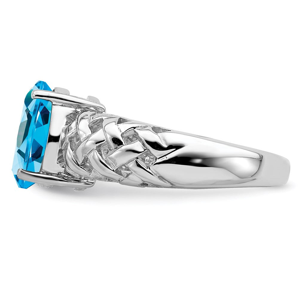 Sterling Silver Rhodium Blue Topaz Ring