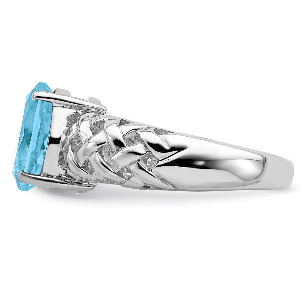 Sterling Silver Rhodium Sky Blue Topaz Ring