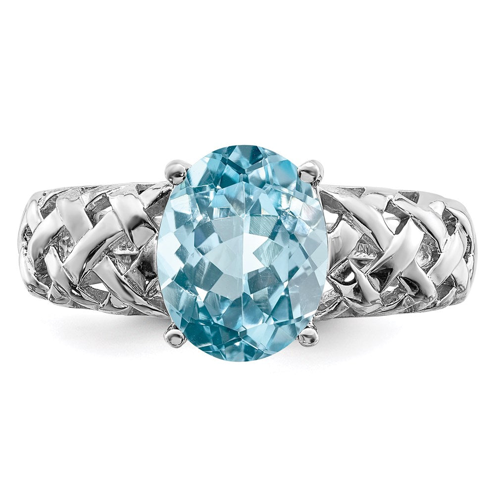 Sterling Silver Rhodium Sky Blue Topaz Ring