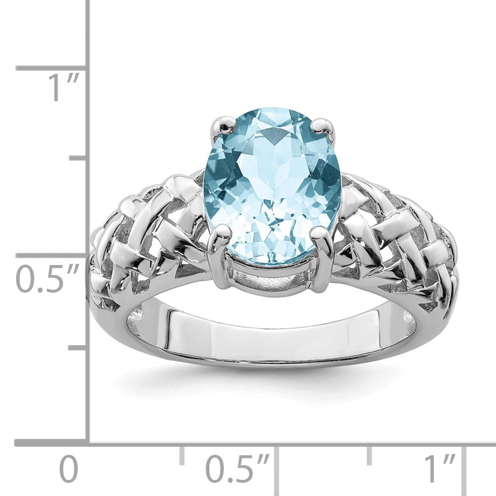 Sterling Silver Rhodium Sky Blue Topaz Ring