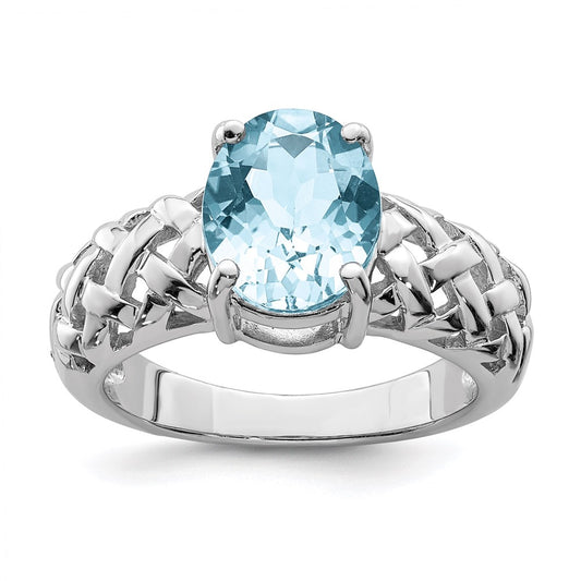 Sterling Silver Rhodium Sky Blue Topaz Ring