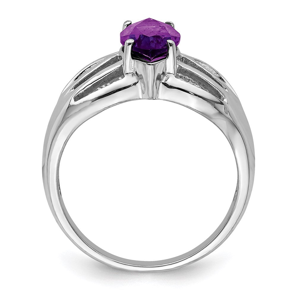 Sterling Silver Rhodium-plated Amethyst Ring