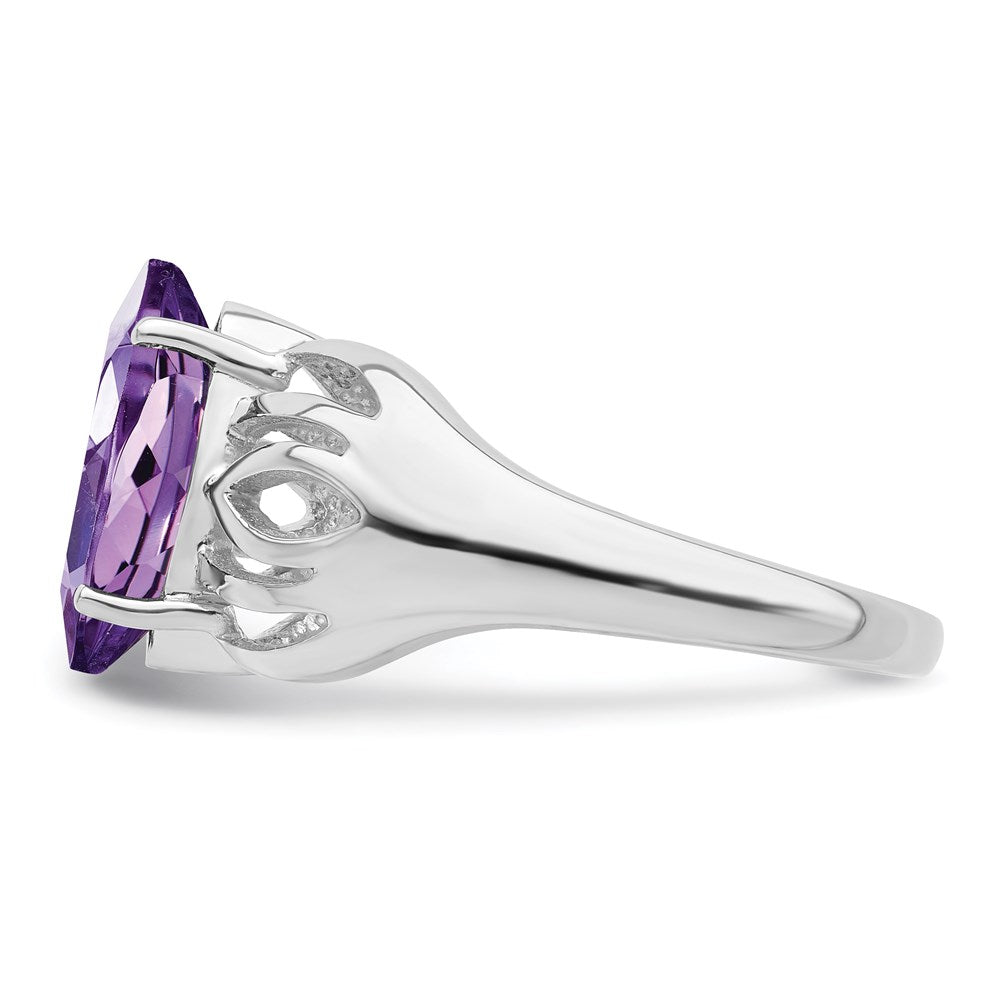 Sterling Silver Rhodium-plated Amethyst Ring