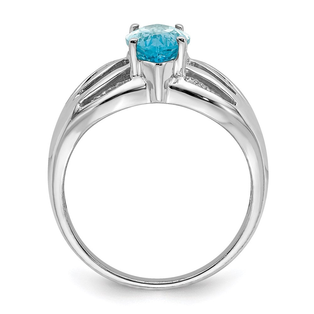 Sterling Silver Rhodium-plated Sky Blue Topaz Ring