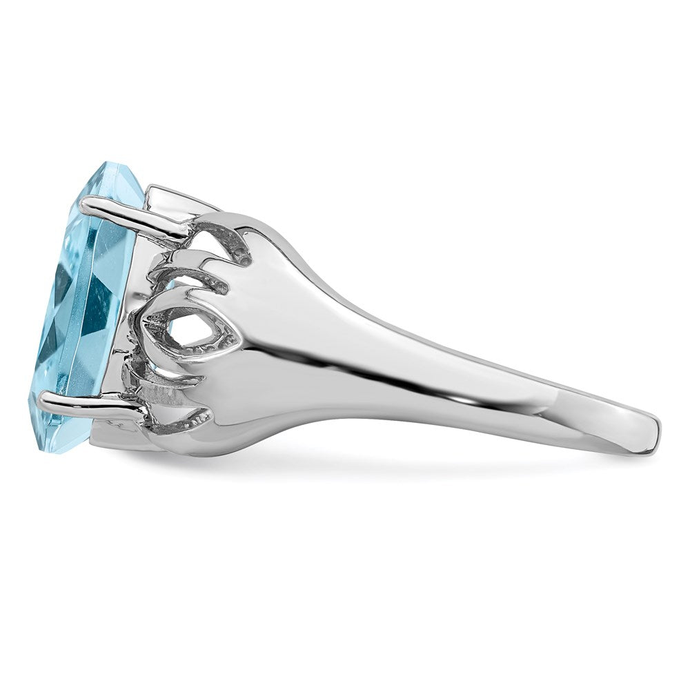 Sterling Silver Rhodium-plated Sky Blue Topaz Ring