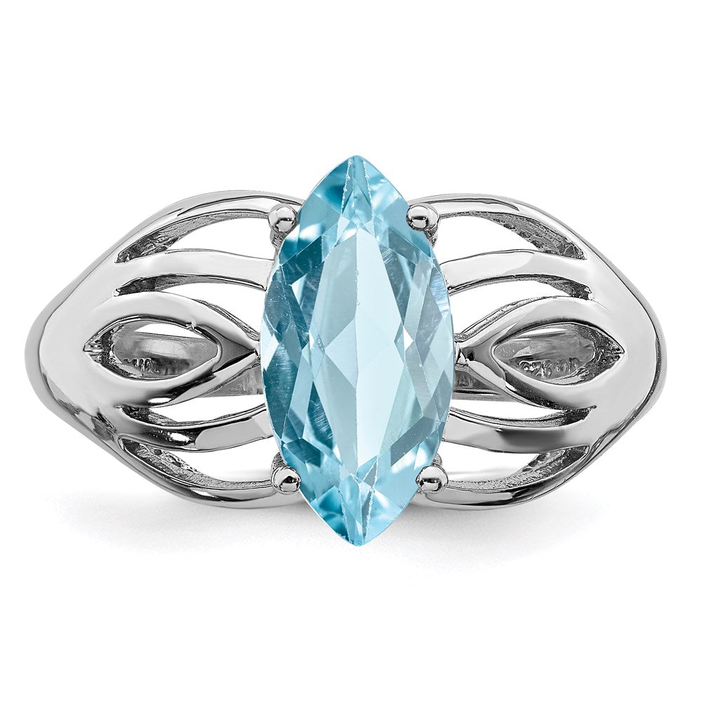 Sterling Silver Rhodium-plated Sky Blue Topaz Ring