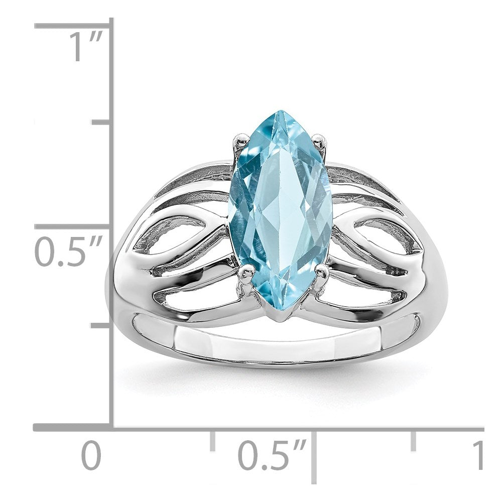 Sterling Silver Rhodium-plated Sky Blue Topaz Ring