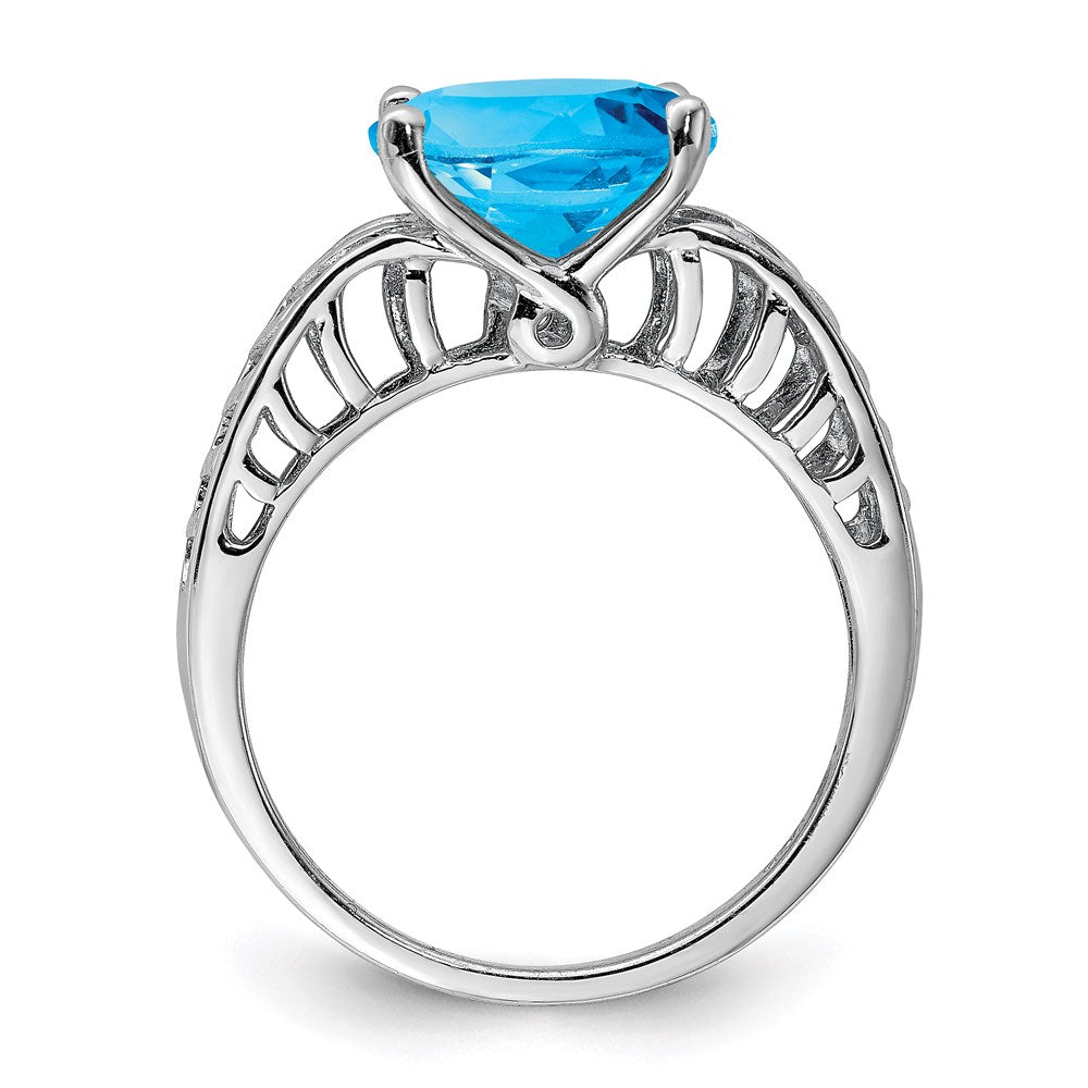 Sterling Silver Rhodium Swiss Blue Topaz Ring