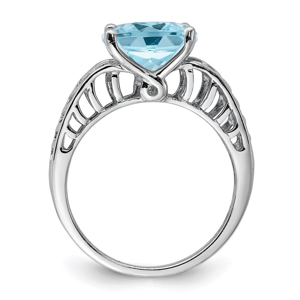 Sterling Silver Rhodium Sky Blue Topaz Ring