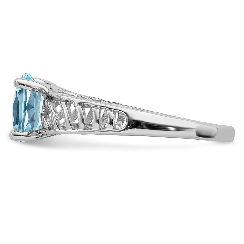 Sterling Silver Rhodium Sky Blue Topaz Ring