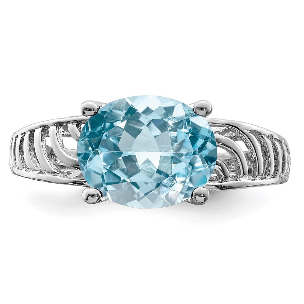 Sterling Silver Rhodium Sky Blue Topaz Ring