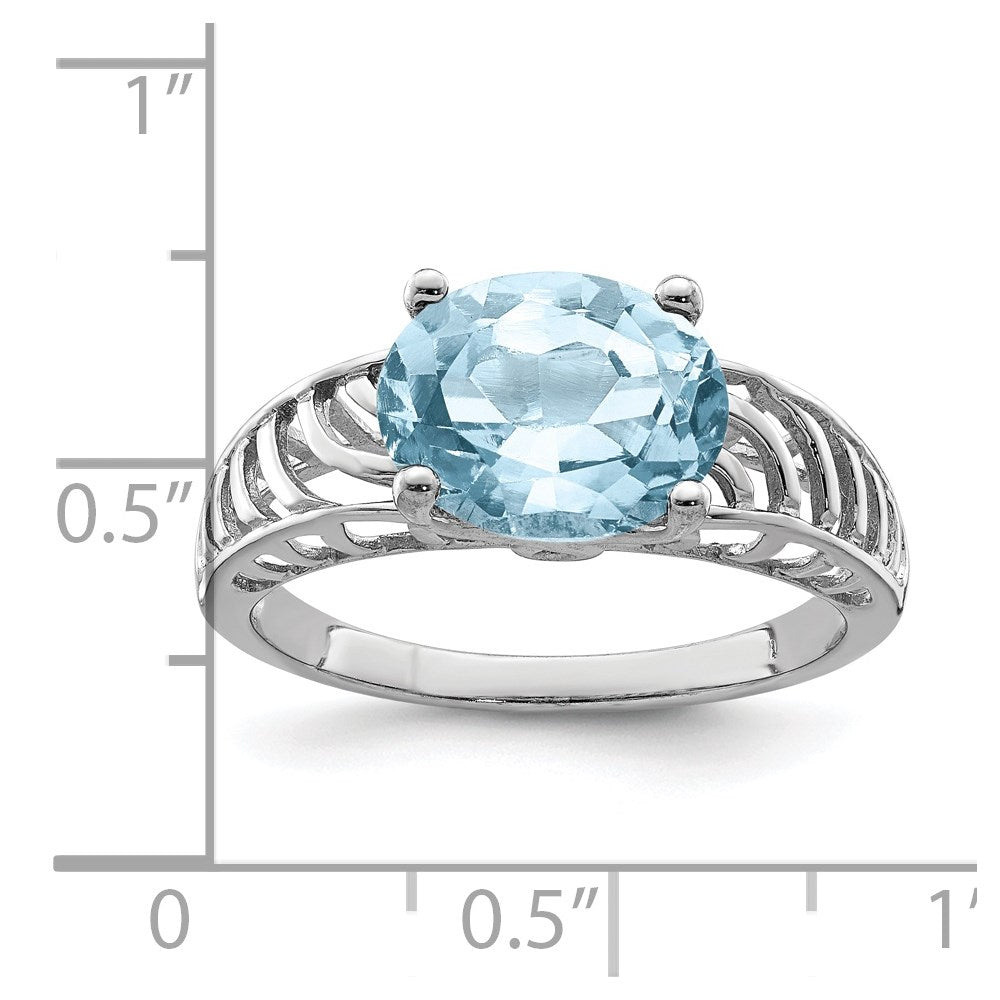 Sterling Silver Rhodium Sky Blue Topaz Ring