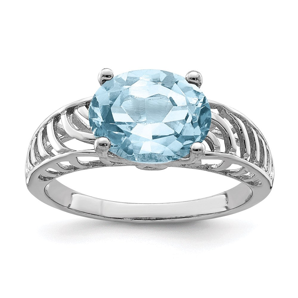 Sterling Silver Rhodium Sky Blue Topaz Ring