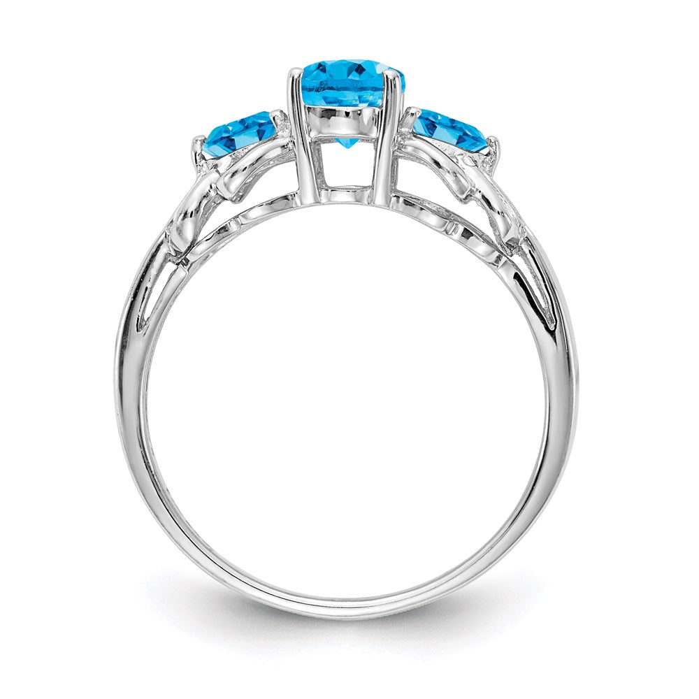 Sterling Silver Rhodium Blue Topaz Ring