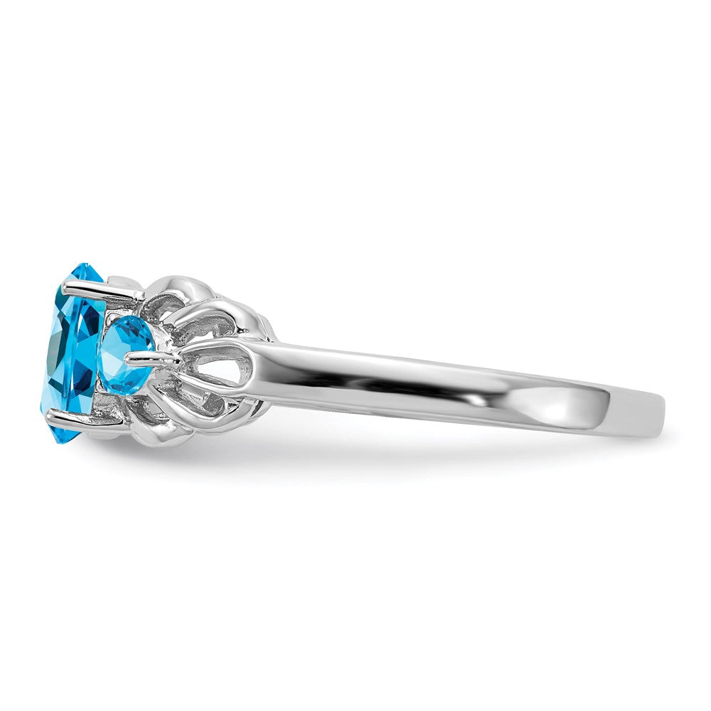 Sterling Silver Rhodium Blue Topaz Ring