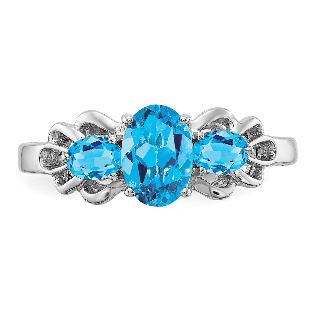 Sterling Silver Rhodium Blue Topaz Ring