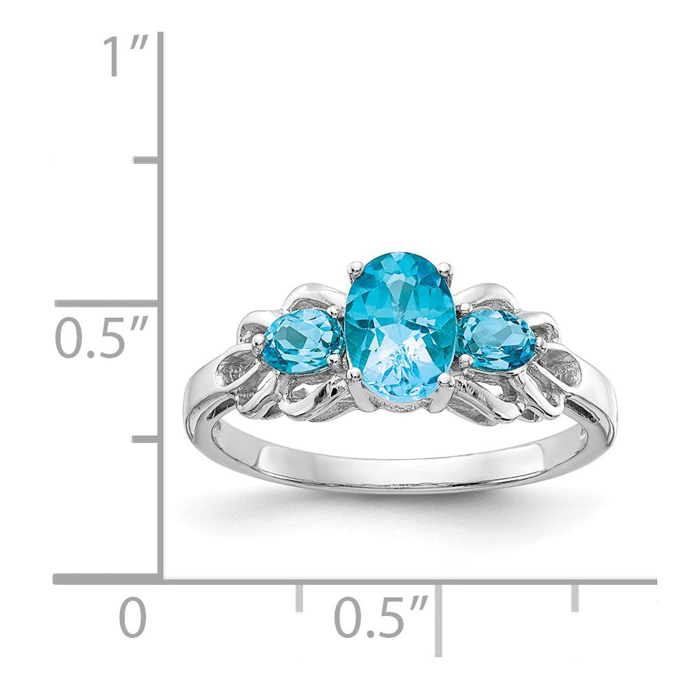 Sterling Silver Rhodium Blue Topaz Ring