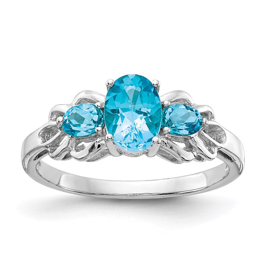 Sterling Silver Rhodium Blue Topaz Ring