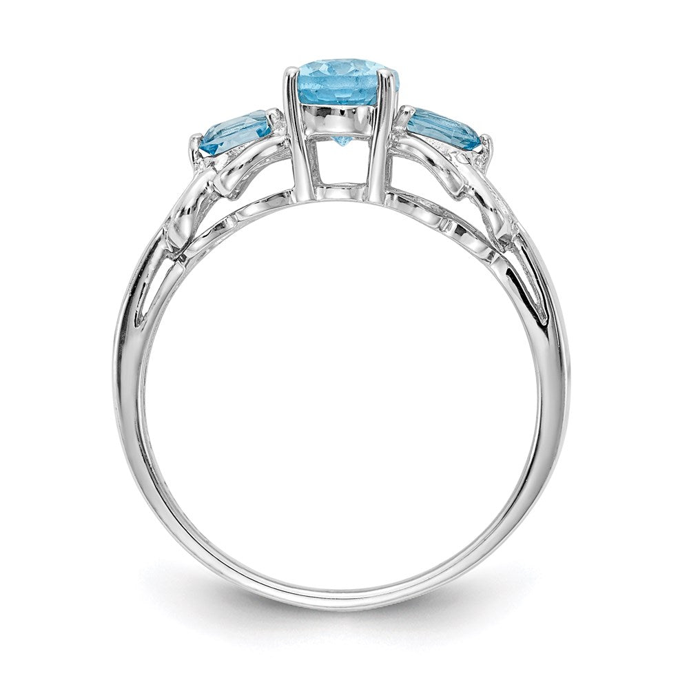 Sterling Silver Rhodium Sky Blue Topaz Ring