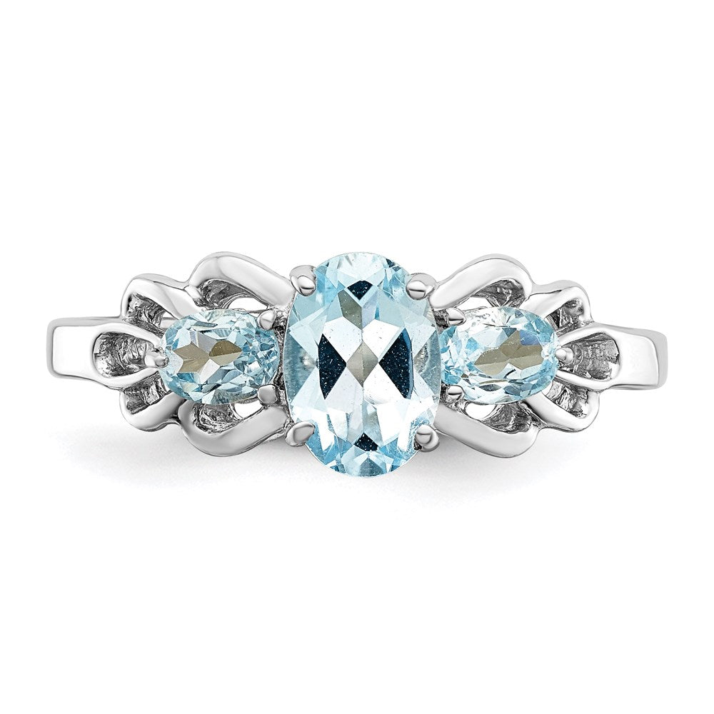 Sterling Silver Rhodium Sky Blue Topaz Ring