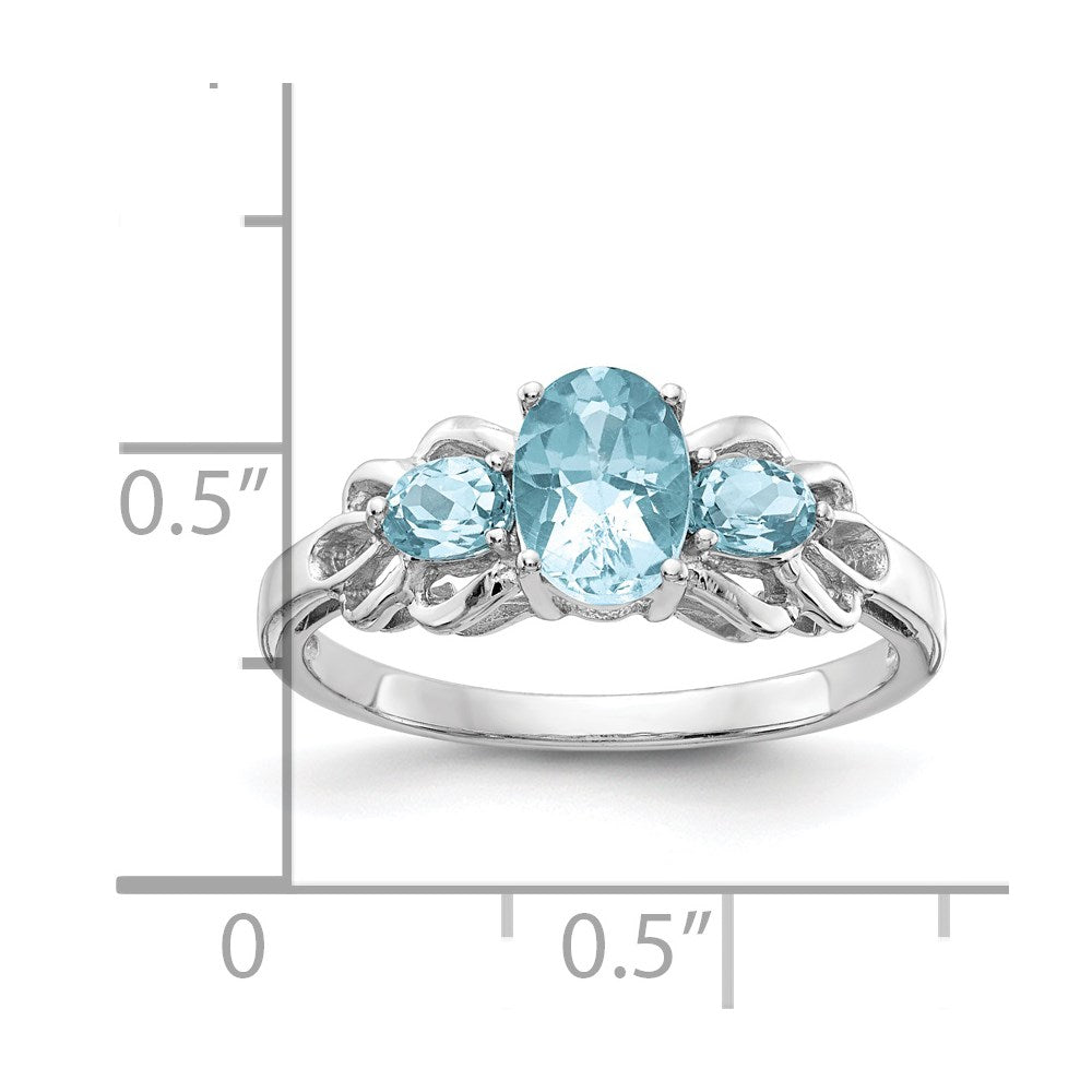 Sterling Silver Rhodium Sky Blue Topaz Ring