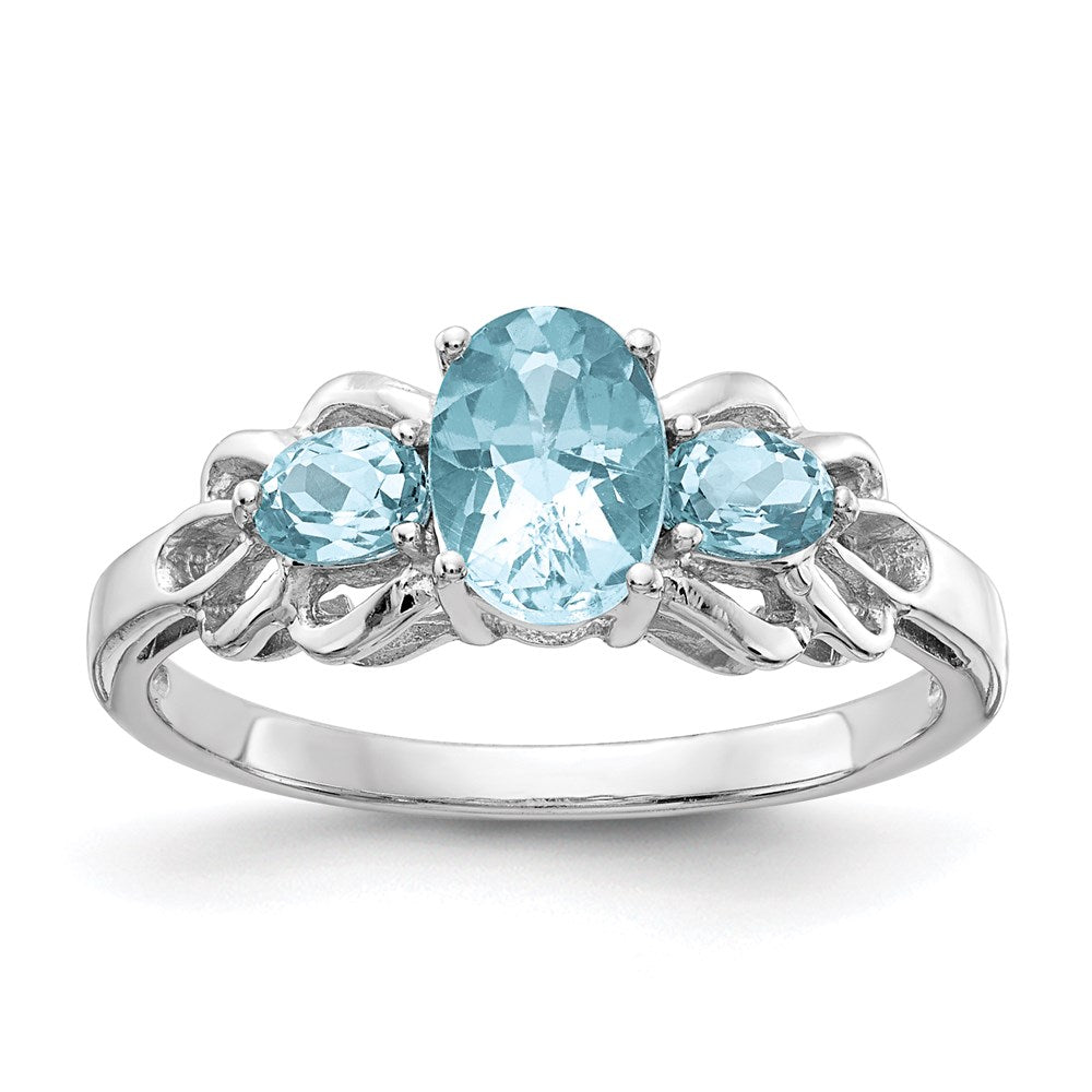 Sterling Silver Rhodium Sky Blue Topaz Ring