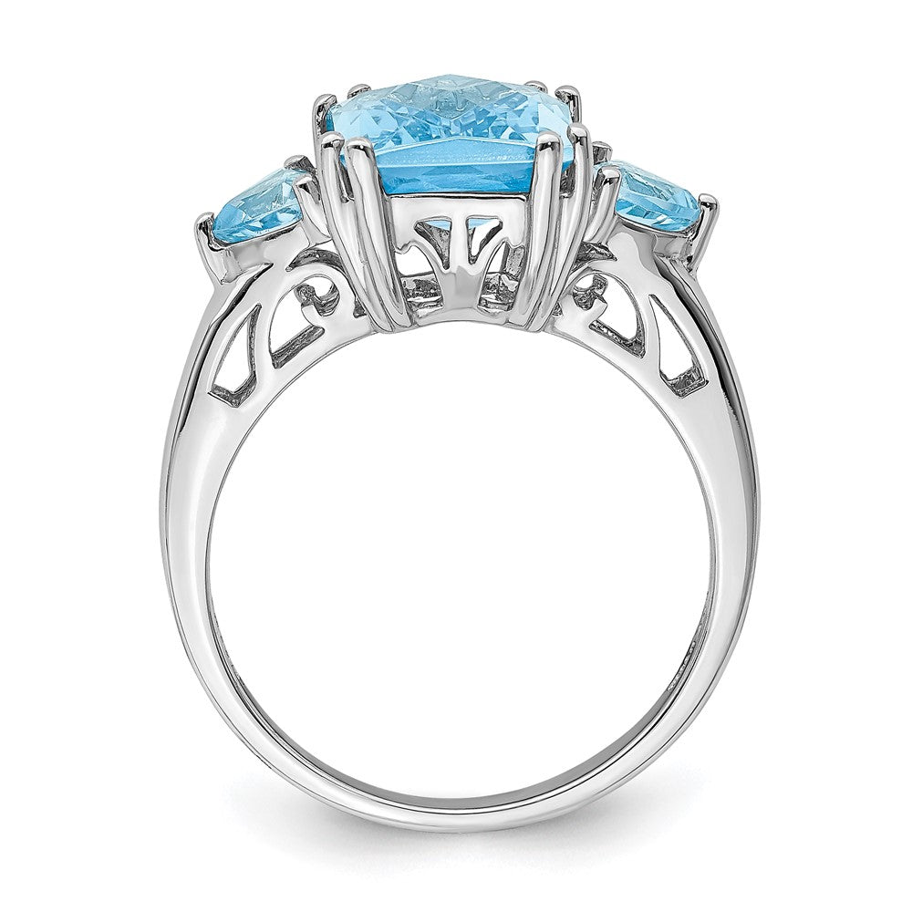 Sterling Silver Rhodium Checker-Cut Sky Blue & Sky Blue Topaz Ring