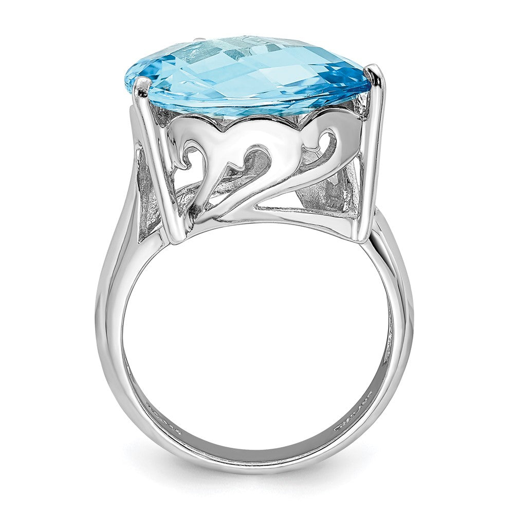 Sterling Silver Rhodium Sky Blue Topaz & Diamond Ring