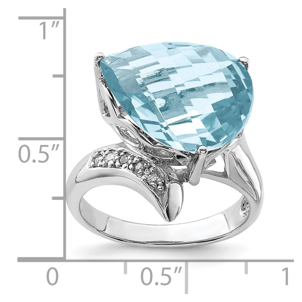 Sterling Silver Rhodium Sky Blue Topaz & Diamond Ring