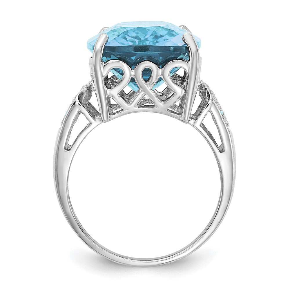 Sterling Silver Rhodium Sky Blue Topaz & Diamond Ring