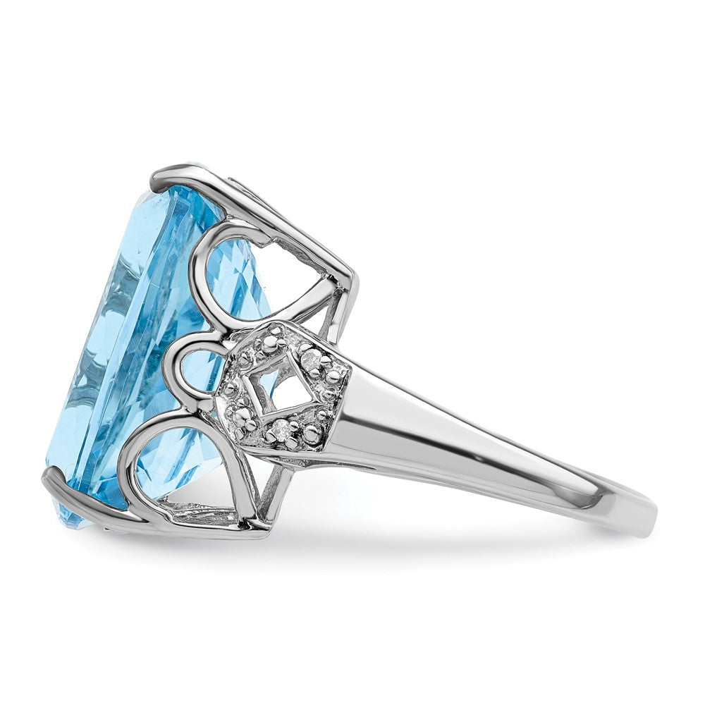 Sterling Silver Rhodium Sky Blue Topaz & Diamond Ring