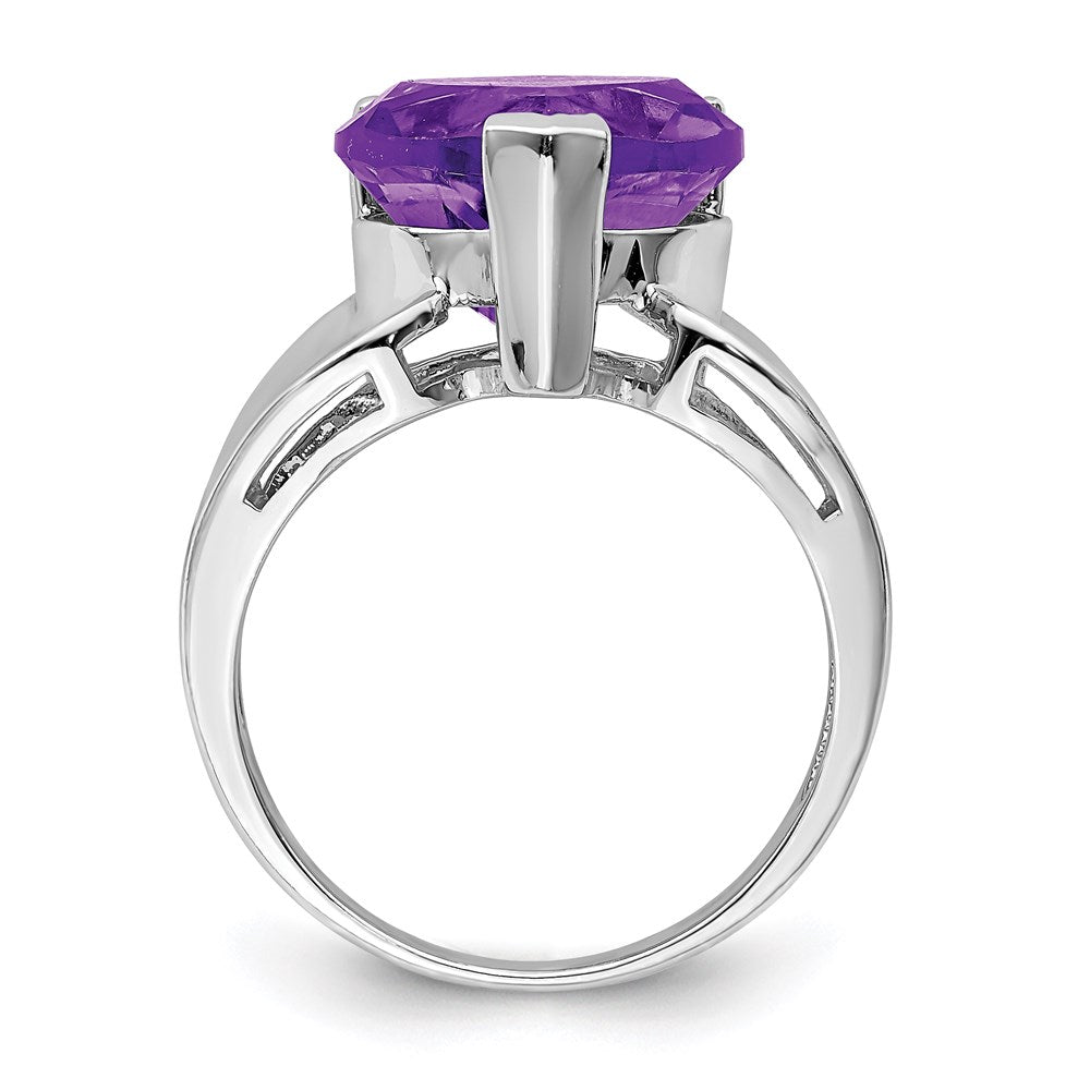 Sterling Silver Rhodium-plated Amethyst Ring