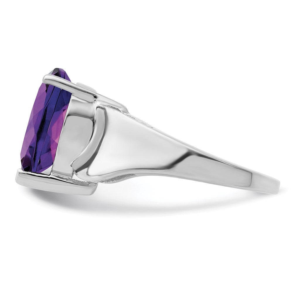 Sterling Silver Rhodium-plated Amethyst Ring