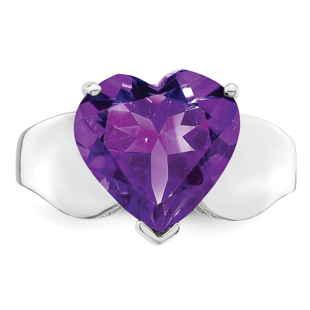 Sterling Silver Rhodium-plated Amethyst Ring